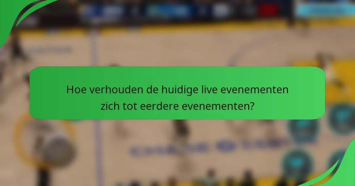 Hoe verhouden de huidige live evenementen zich tot eerdere evenementen?