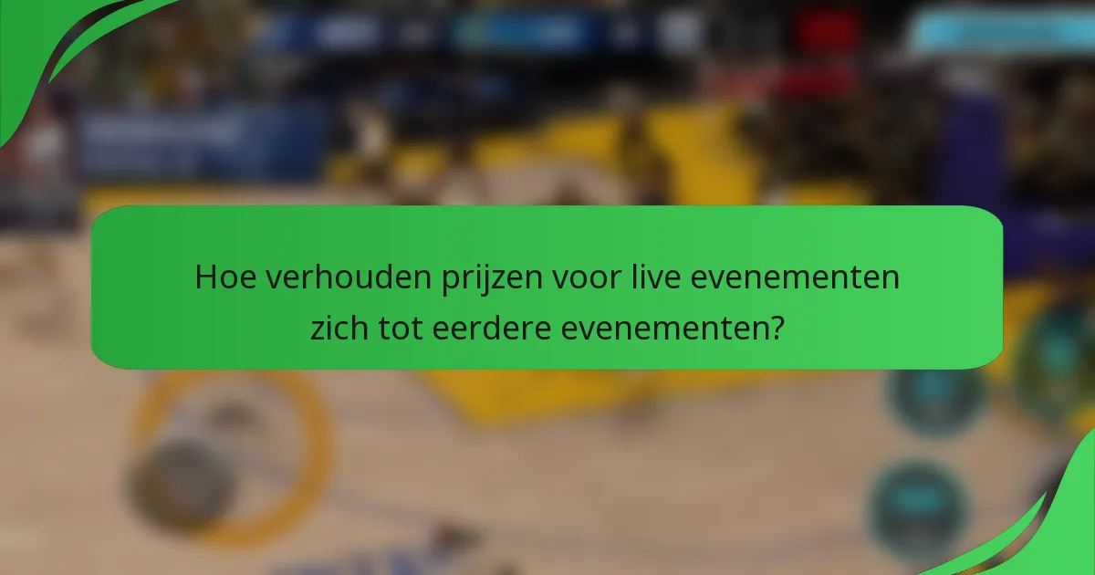 Hoe verhouden prijzen voor live evenementen zich tot eerdere evenementen?