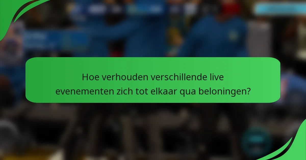Hoe verhouden verschillende live evenementen zich tot elkaar qua beloningen?